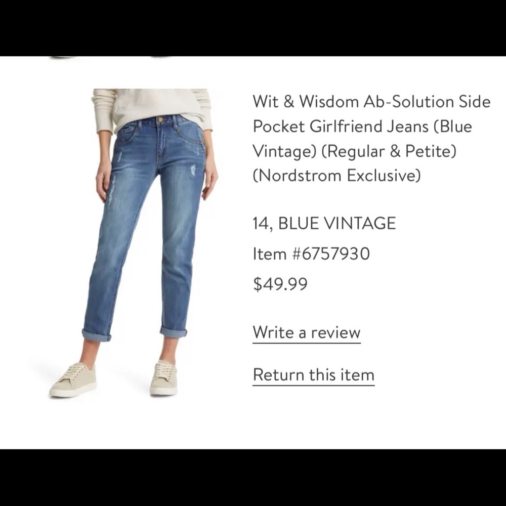 Wit and wisdom girlfriend jeans